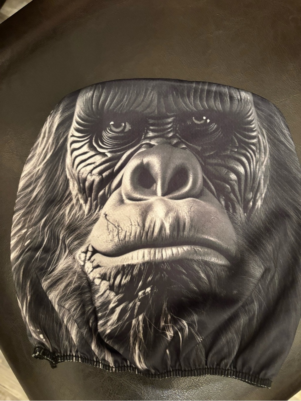 Black Gorilla Face car headrest covers - matching set of 2